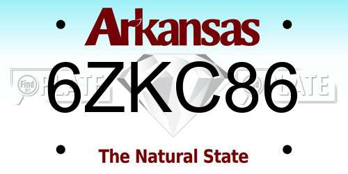6ZKC86 Arkansas License Plate