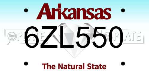 6ZL550 Arkansas License Plate