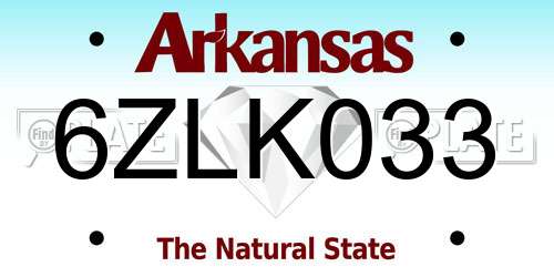 6ZLK033 Arkansas License Plate