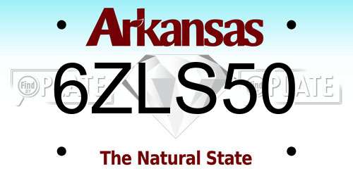 6ZLS50 Arkansas License Plate