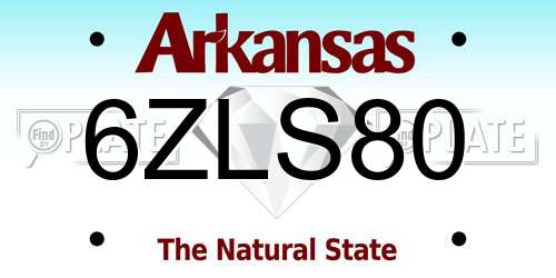 6ZLS80 Arkansas License Plate