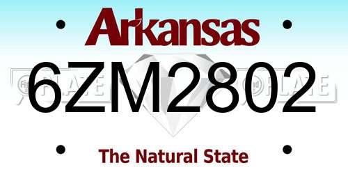 6ZM2802 Arkansas License Plate