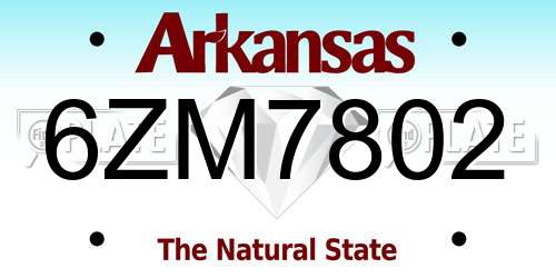 6ZM7802 Arkansas License Plate