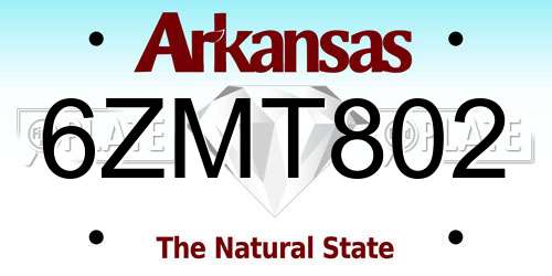 6ZMT802 Arkansas License Plate