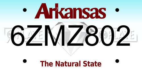 6ZMZ802 Arkansas License Plate