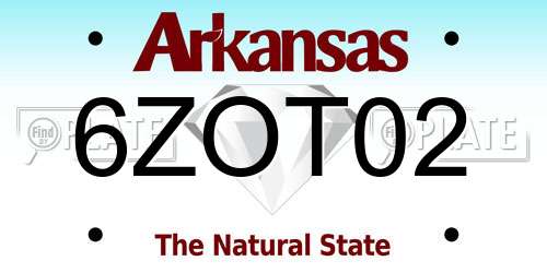 6ZOT02 Arkansas License Plate