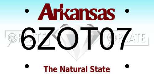 6ZOT07 Arkansas License Plate