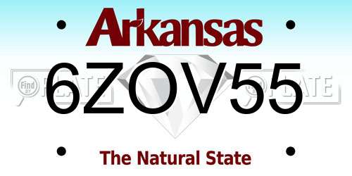 6ZOV55 Arkansas License Plate