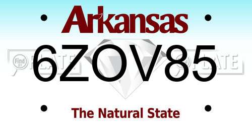 6ZOV85 Arkansas License Plate