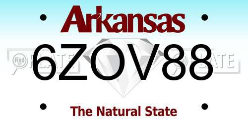 6ZOV88 Arkansas License Plate