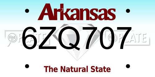 6ZQ707 Arkansas License Plate