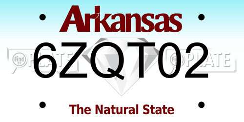 6ZQT02 Arkansas License Plate