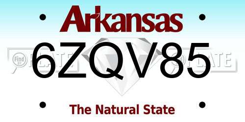 6ZQV85 Arkansas License Plate