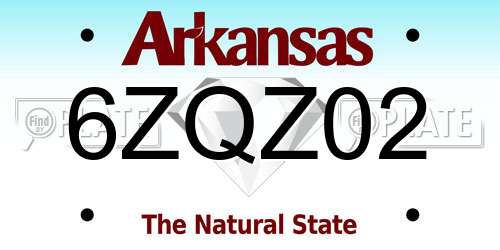 6ZQZ02 Arkansas License Plate