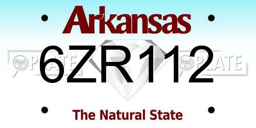 6ZR112 Arkansas License Plate