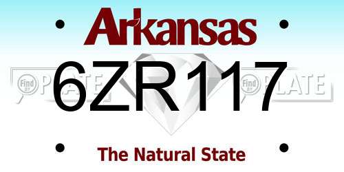6ZR117 Arkansas License Plate