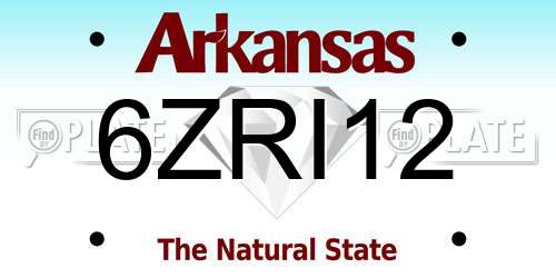 6ZRI12 Arkansas License Plate