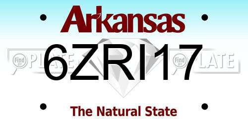 6ZRI17 Arkansas License Plate