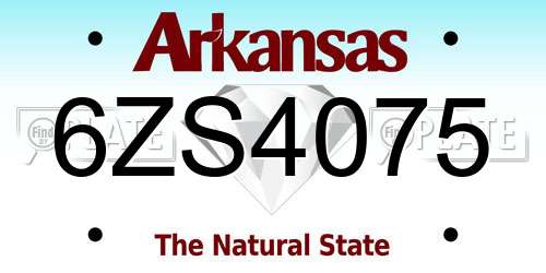 6ZS4075 Arkansas License Plate