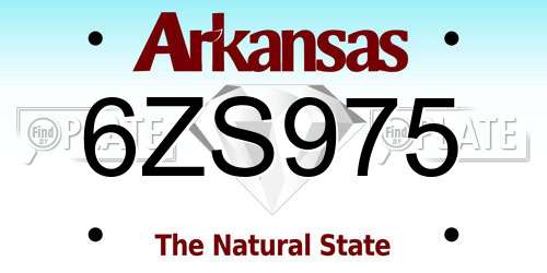 6ZS975 Arkansas License Plate