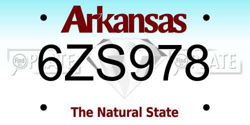 6ZS978 Arkansas License Plate