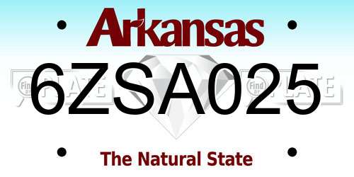 6ZSA025 Arkansas License Plate