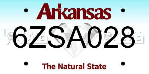 6ZSA028 Arkansas License Plate
