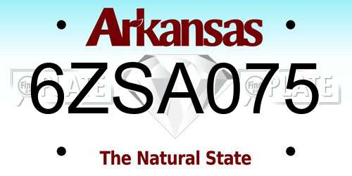 6ZSA075 Arkansas License Plate