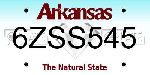6ZSS545 Arkansas License Plate