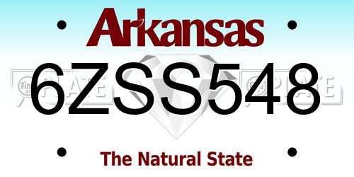 6ZSS548 Arkansas License Plate
