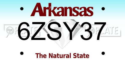 6ZSY37 Arkansas License Plate