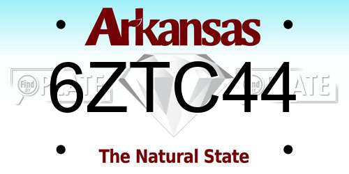 6ZTC44 Arkansas License Plate