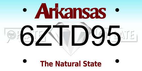 6ZTD95 Arkansas License Plate