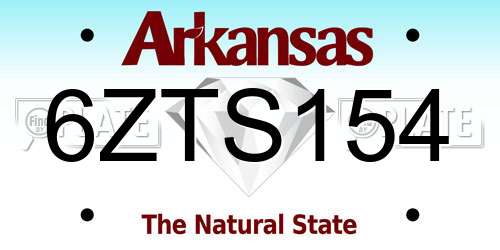 6ZTS154 Arkansas License Plate