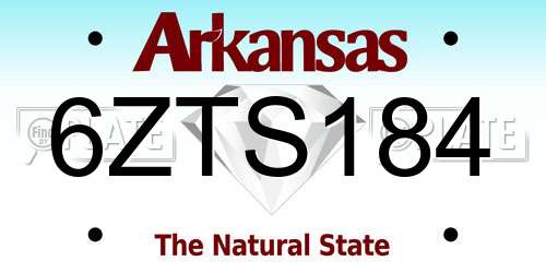 6ZTS184 Arkansas License Plate