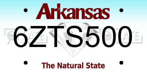6ZTS500 Arkansas License Plate