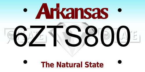 6ZTS800 Arkansas License Plate