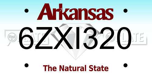 6ZXI320 Arkansas License Plate