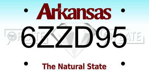6ZZD95 Arkansas License Plate