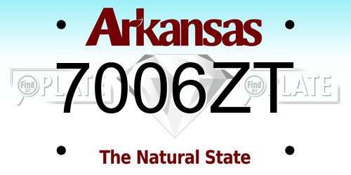 7006ZT Arkansas License Plate