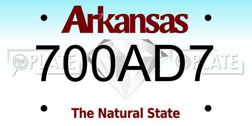 700AD7 Arkansas License Plate