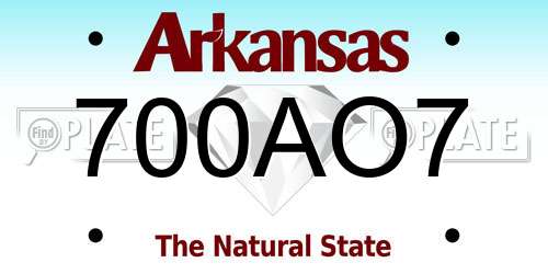 700AO7 Arkansas License Plate