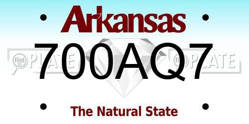 700AQ7 Arkansas License Plate