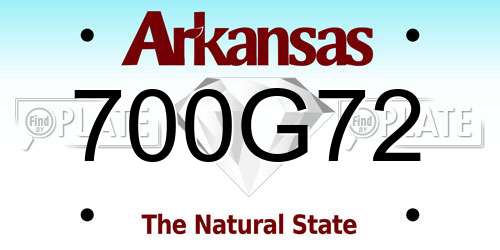 700G72 Arkansas License Plate