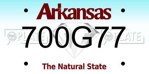 700G77 Arkansas License Plate
