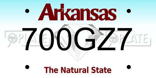 700GZ7 Arkansas License Plate