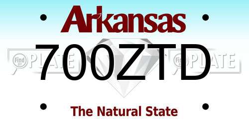700ZTD Arkansas License Plate