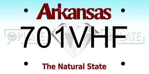 701VHF Arkansas License Plate