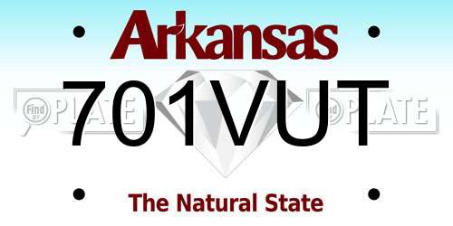 701VUT Arkansas License Plate