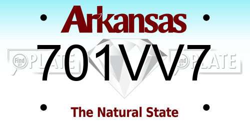 701VV7 Arkansas License Plate